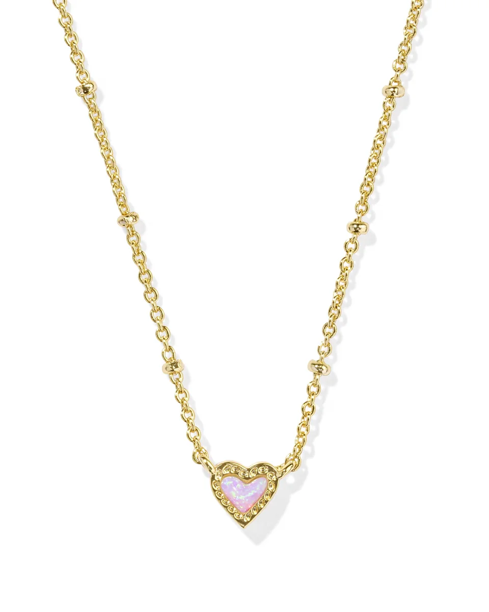 Mini Ari Heart Pendant Necklace, Bubblegum Pink